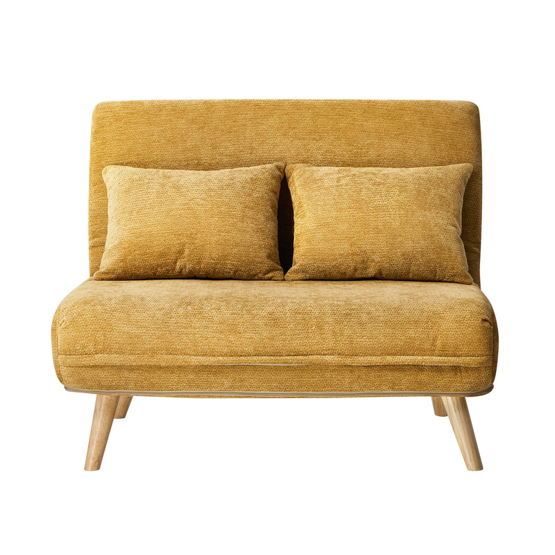 Oikiture Sofa Bed Chair Chenille Recliner Love Sofa Double Yellow