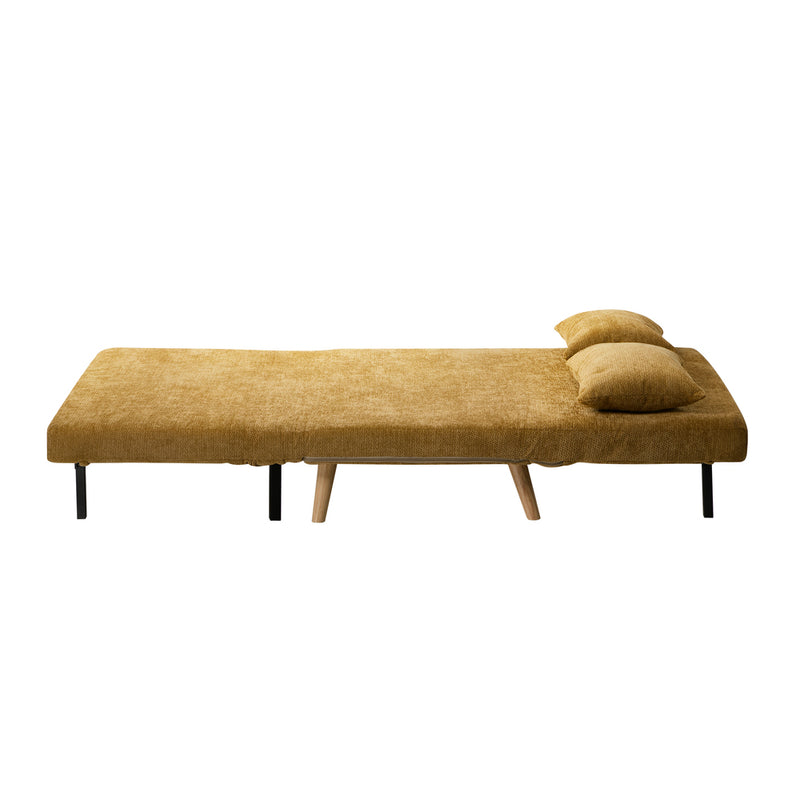 Oikiture Sofa Bed Chair Chenille Recliner Love Sofa Double Yellow