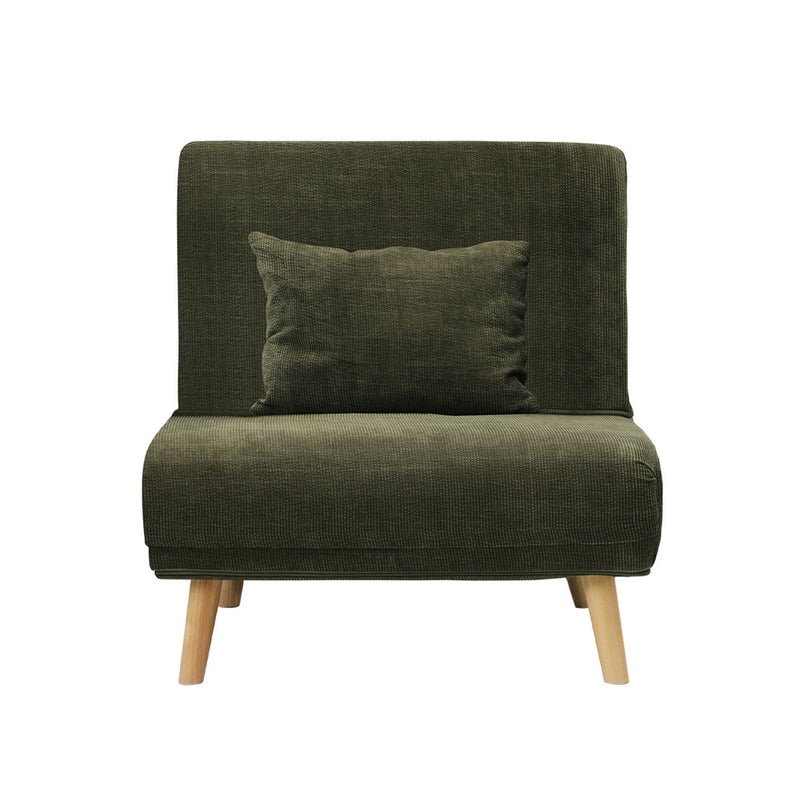 Oikiture Lounge Sofa Bed Polyester Single Seat Green