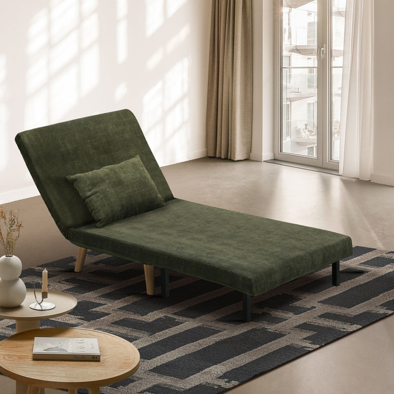 Oikiture Lounge Sofa Bed Polyester Single Seat Green