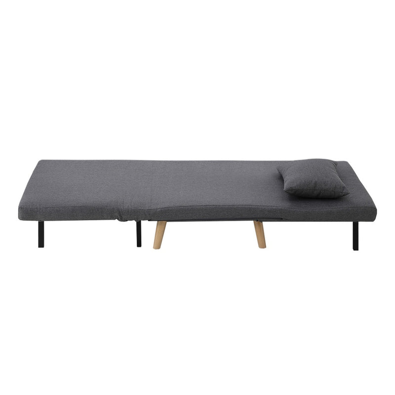 Oikiture Lounge Sofa Bed Linen Fabric Single Seat Grey