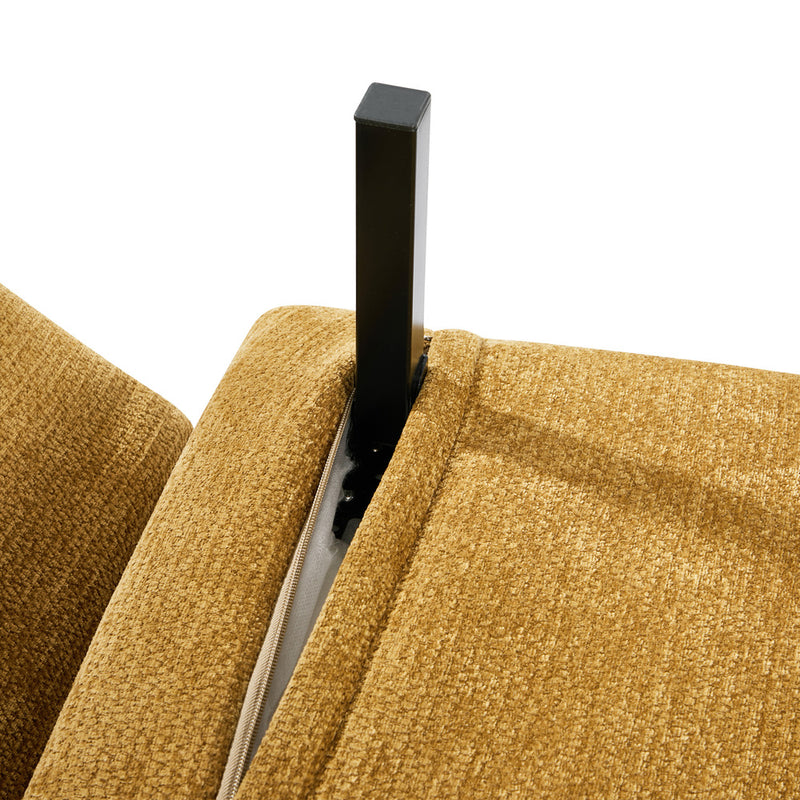 Oikiture Sofa Bed Chair Chenille Recliner Wooden Legs Single Yellow