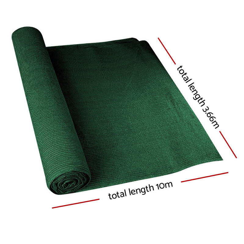 Instahut 50% Shade Cloth 3.66x10m Shade Cloth Sail Heavy Duty Shadecloth Garden Mesh Roll Green