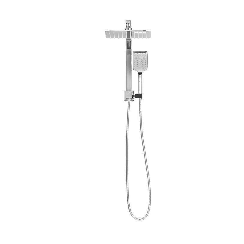 Welba 10" Rain Shower Head Set Square 3-Mode Gooseneck Chrome