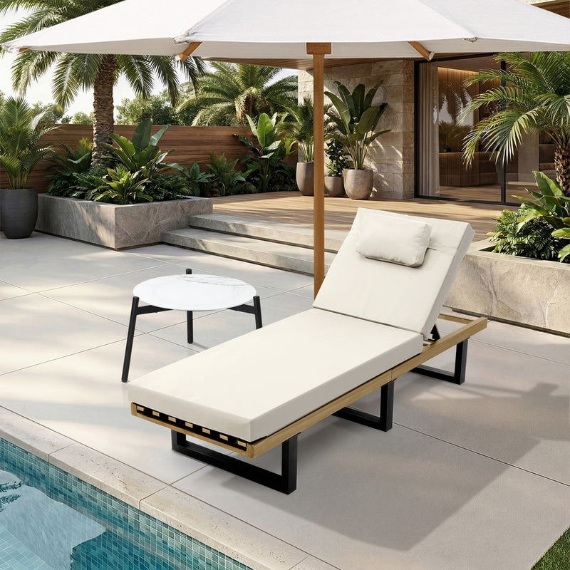 Livsip Patio Sun Lounge Set with Table Beige