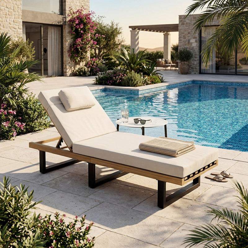 Livsip Patio Sun Lounge Set with Table Beige