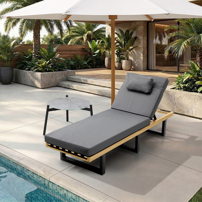 Livsip Patio Sun Lounge Set with Table Grey