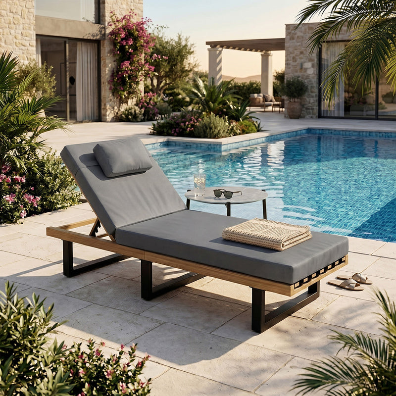 Livsip Patio Sun Lounge Set with Table Grey