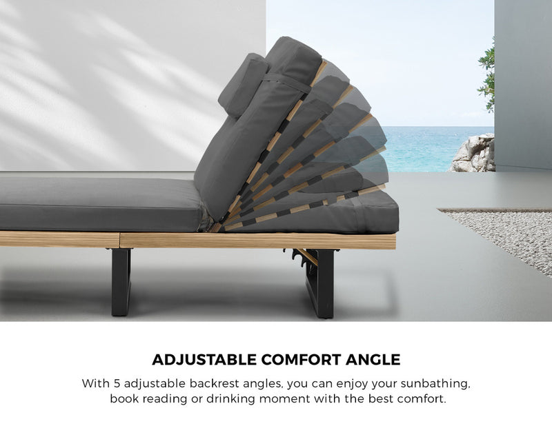 Livsip Patio Sun Lounge Set with Table Grey