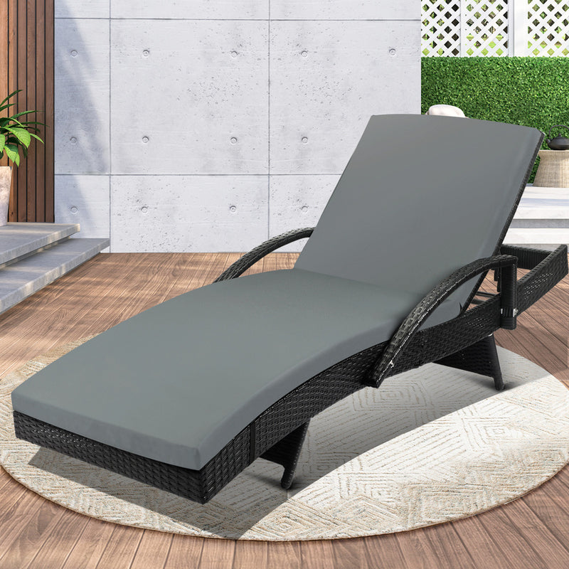 Livsip Outdoor Sun Lounger Waterproof Adjustable Black