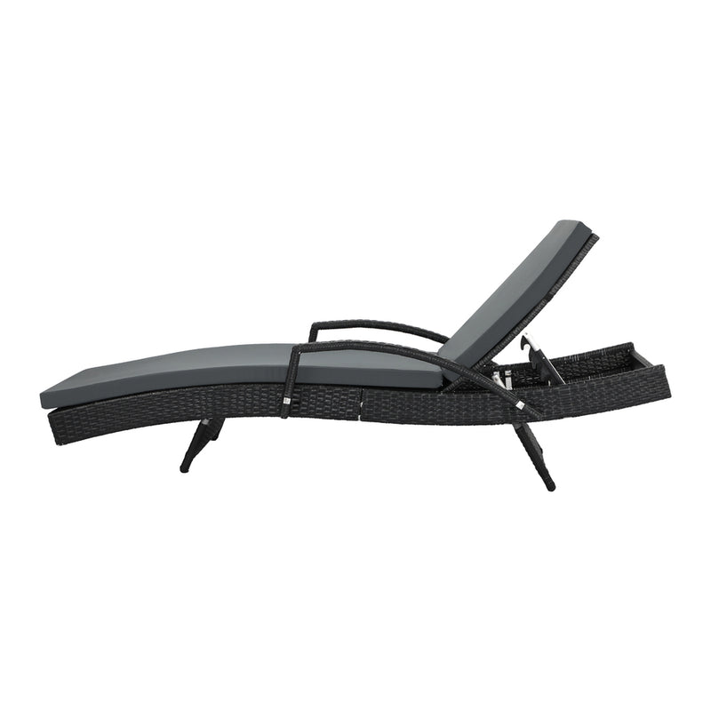 Livsip Outdoor Sun Lounger Waterproof Adjustable Black X2