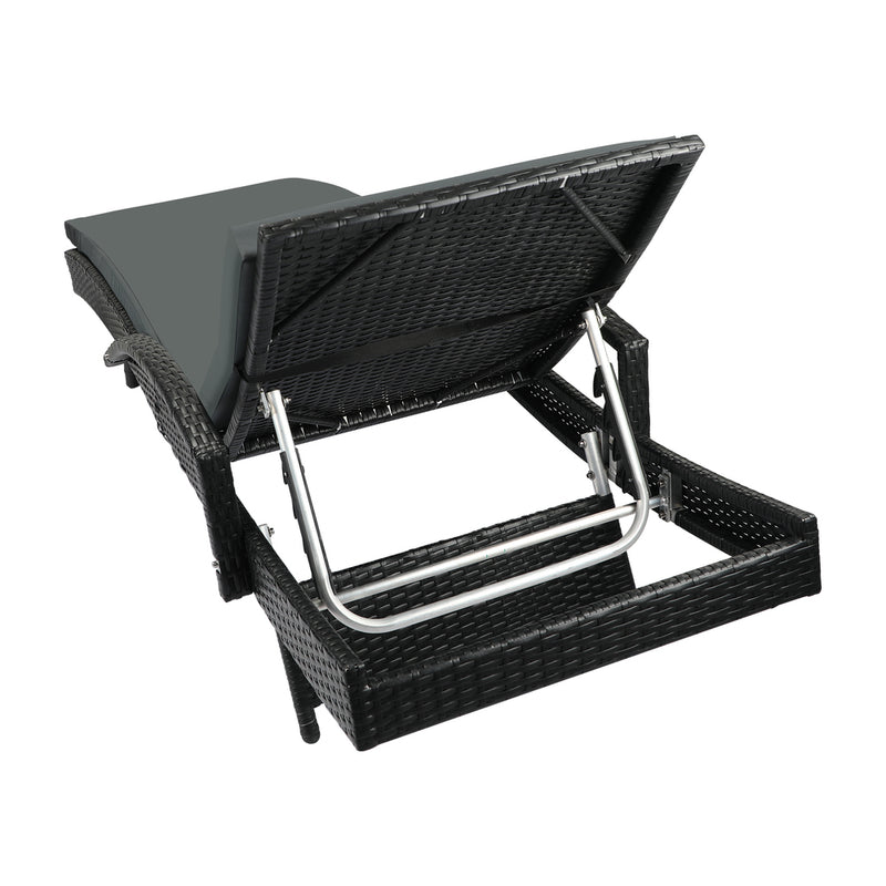 Livsip Outdoor Sun Lounger Waterproof Adjustable Black X2