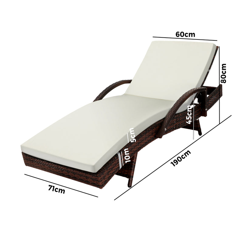 Livsip Outdoor Sun Lounger Waterproof Adjustable Beige&Brown
