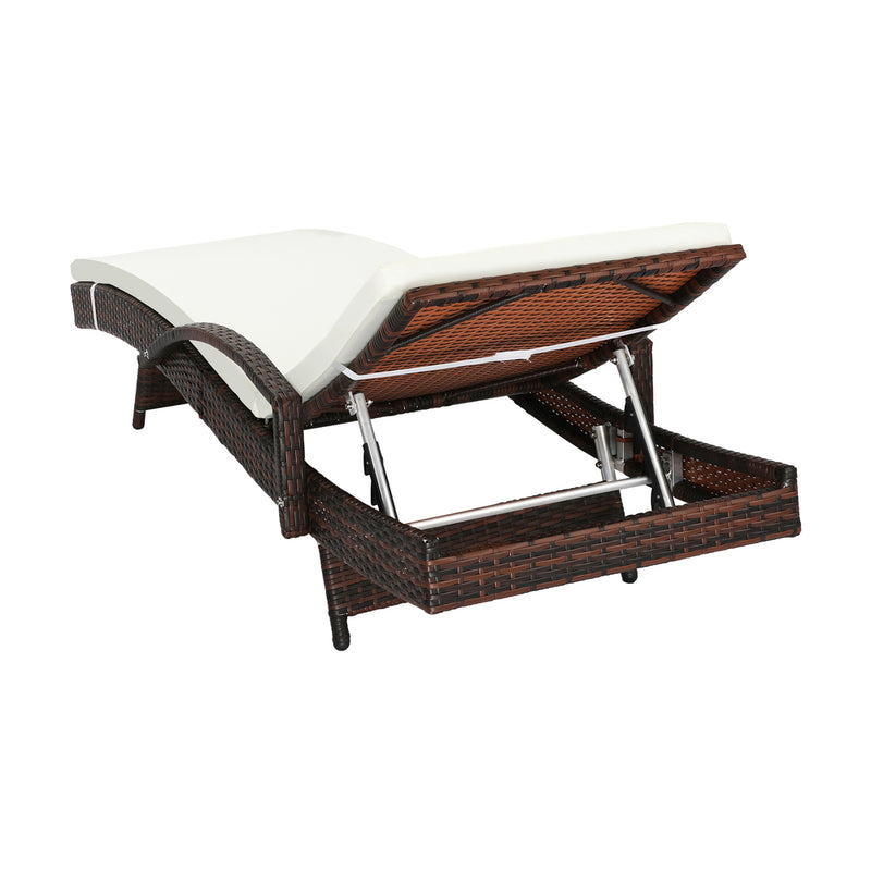 Livsip Outdoor Sun Lounger Waterproof Adjustable Beige&Brown