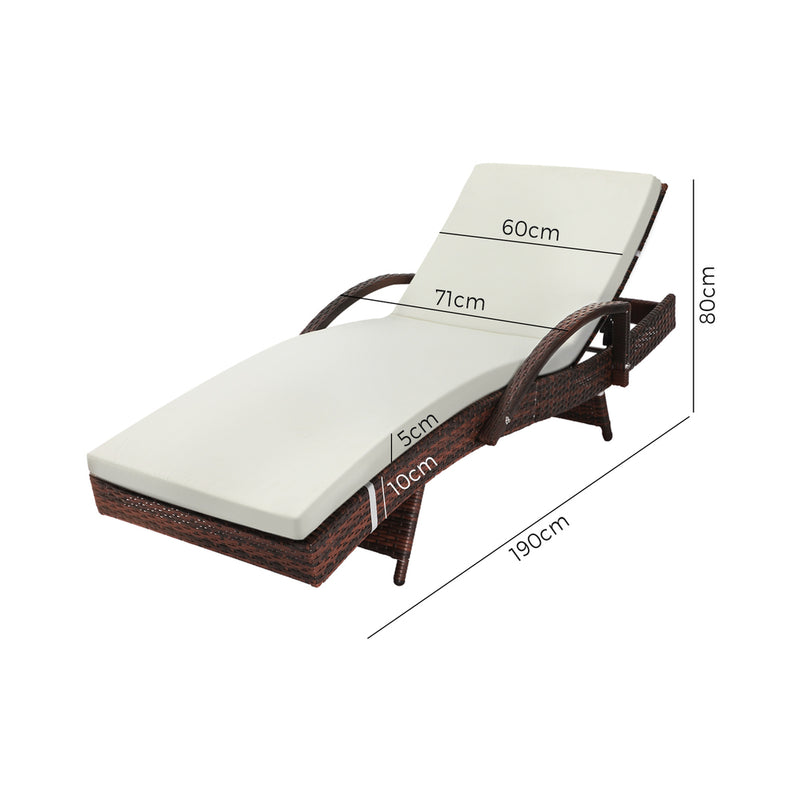Livsip Outdoor Sun Lounger Waterproof Adjustable Beige&Brown X2