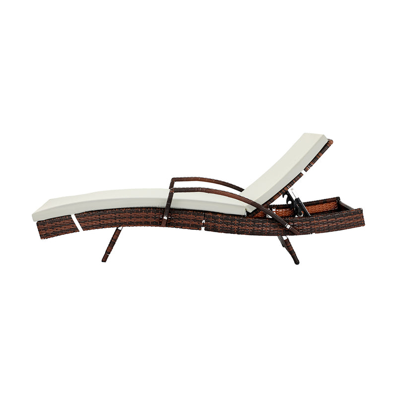 Livsip Outdoor Sun Lounger Waterproof Adjustable Beige&Brown X2