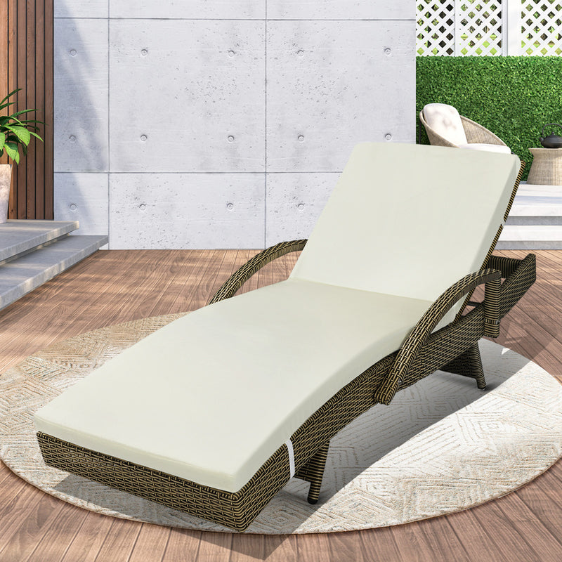 Livsip Outdoor Sun Lounger Waterproof Adjustable Grey&Beige