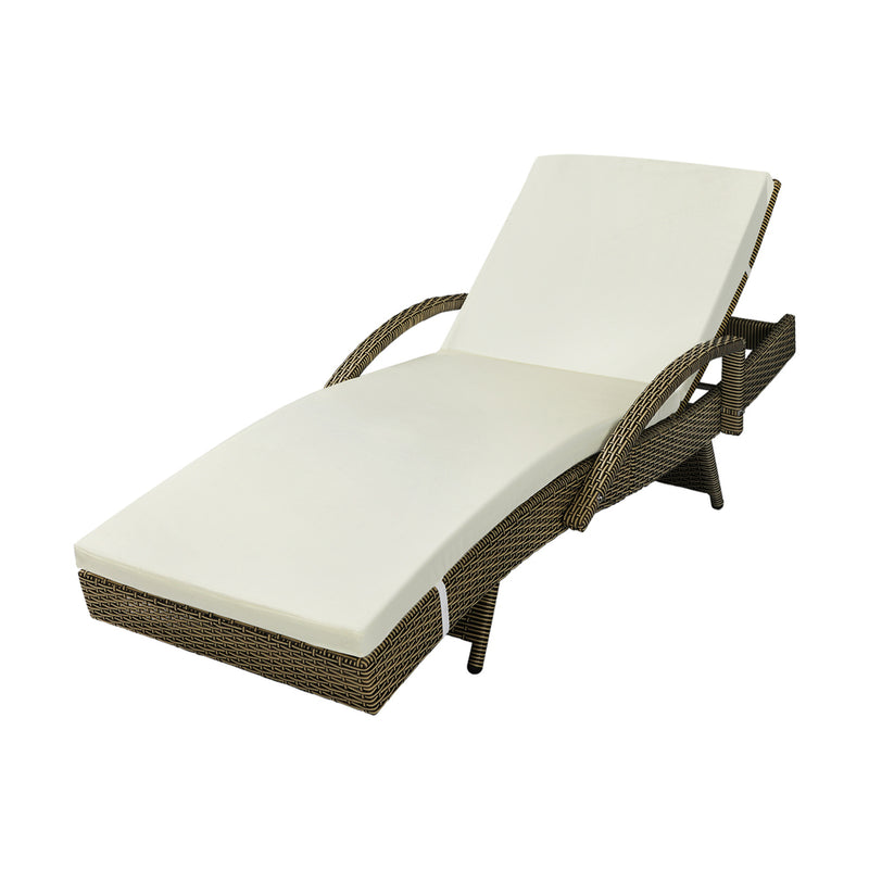 Livsip Outdoor Sun Lounger Waterproof Adjustable Grey&Beige