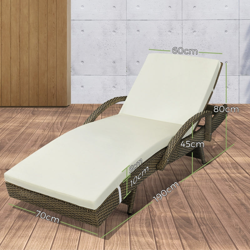 Livsip Outdoor Sun Lounger Waterproof Adjustable Grey&Beige