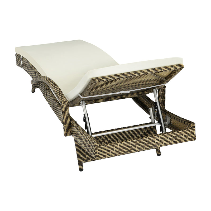 Livsip Outdoor Sun Lounger Waterproof Adjustable Grey&Beige