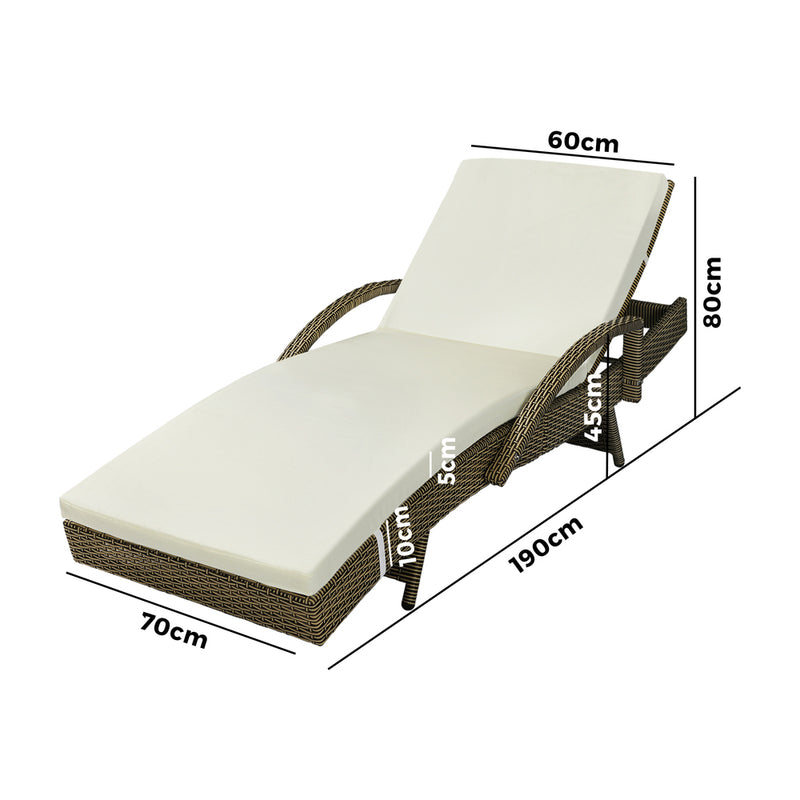 Livsip Outdoor Sun Lounger Waterproof Adjustable Grey&Beige X2