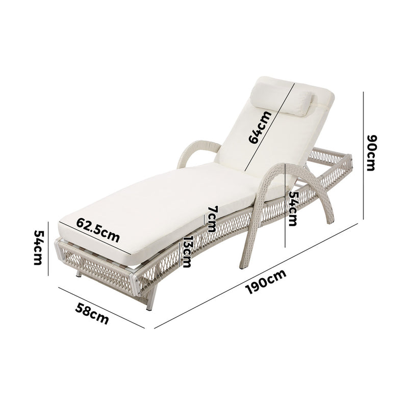 Livsip 2PCS Outdoor Sun Lounge Wicker Bed Patio Furniture Beige