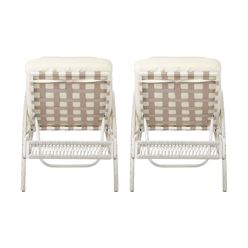 Livsip 2PCS Outdoor Sun Lounge Wicker Bed Patio Furniture Beige