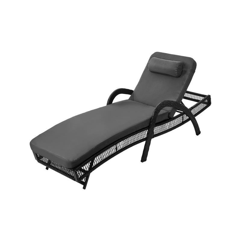 Livsip Sun Lounge Wicker Bed Outdoor Patio Furniture Grey