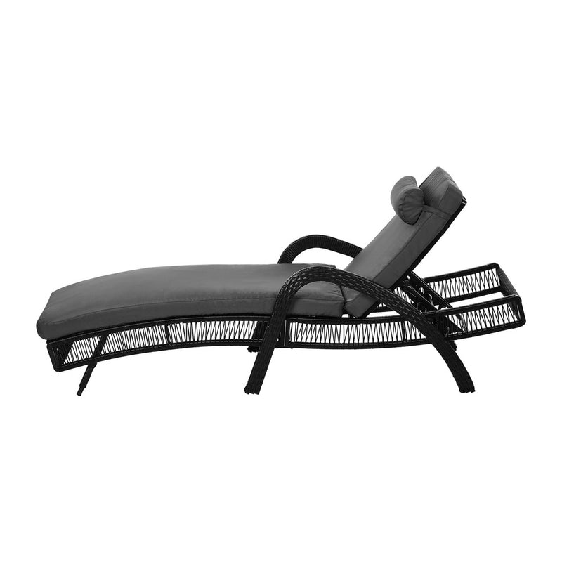 Livsip 2PCS Outdoor Sun Lounge Wicker Bed Patio Furniture Grey