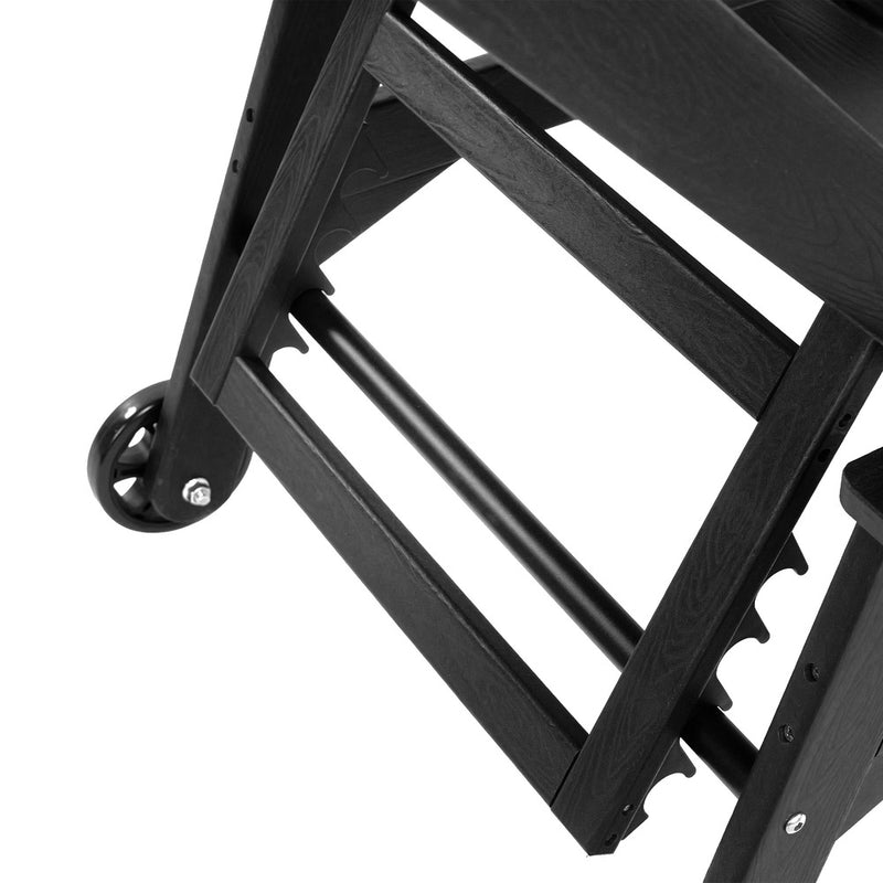 Livsip HDPE Sun Lounge Adjustable Outdoor Chair with Wheels Black