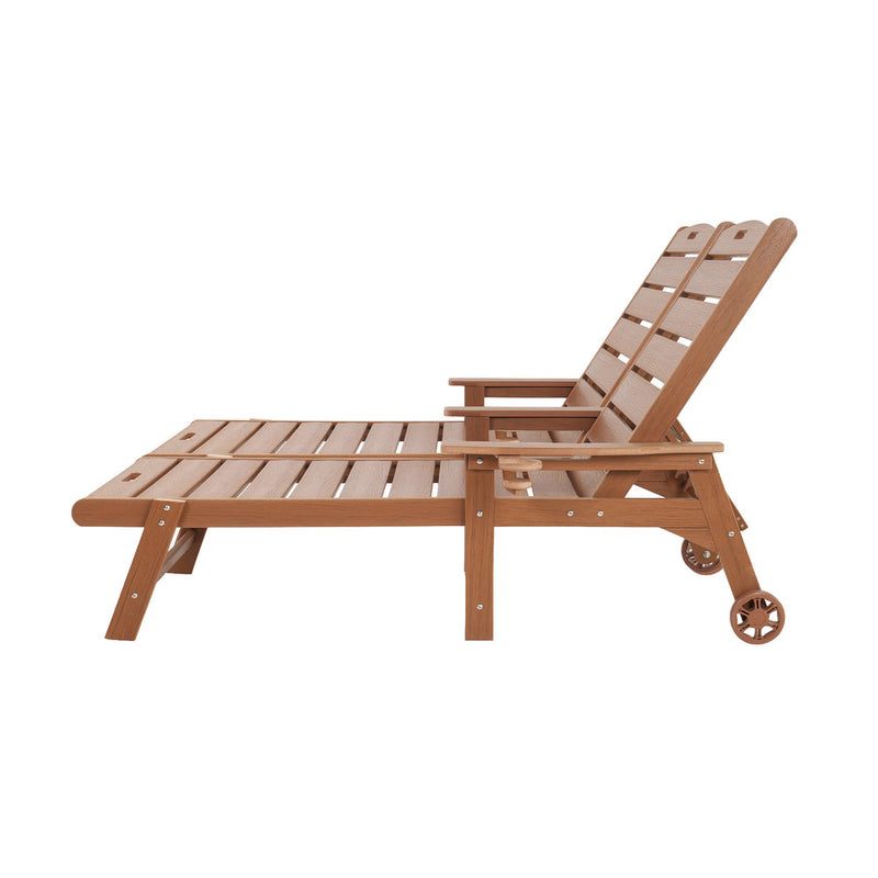 Livsip 2PCS HDPE Sun Lounge Outdoor Chair Patio Furniture Natural