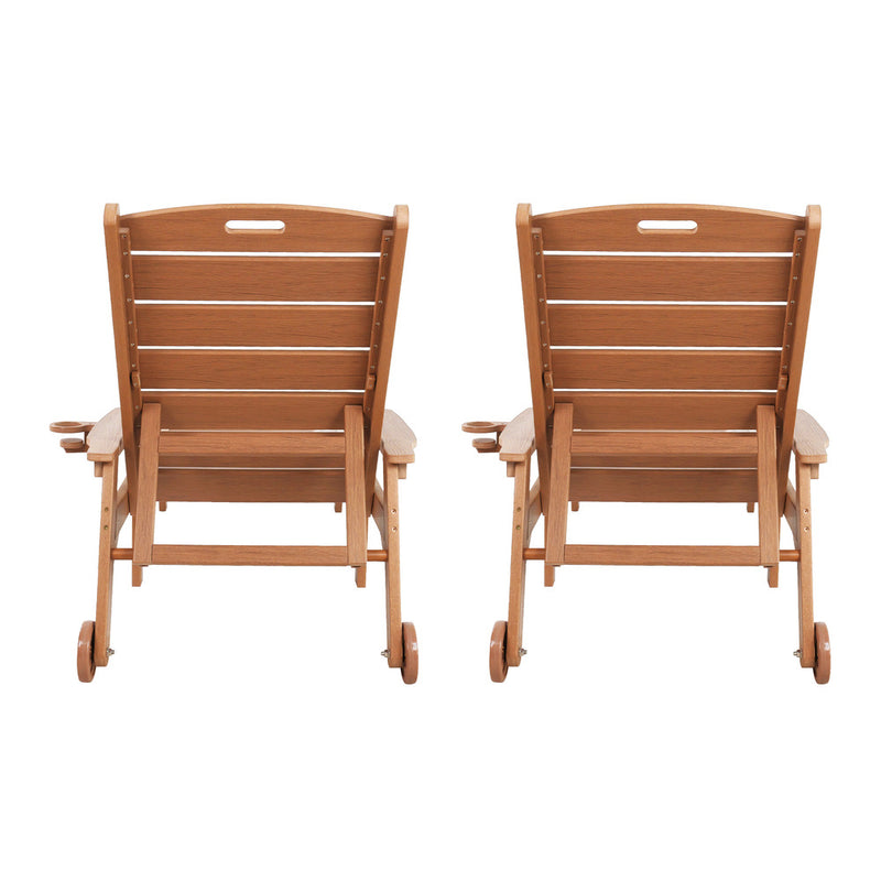 Livsip 2PCS HDPE Sun Lounge Outdoor Chair Patio Furniture Natural