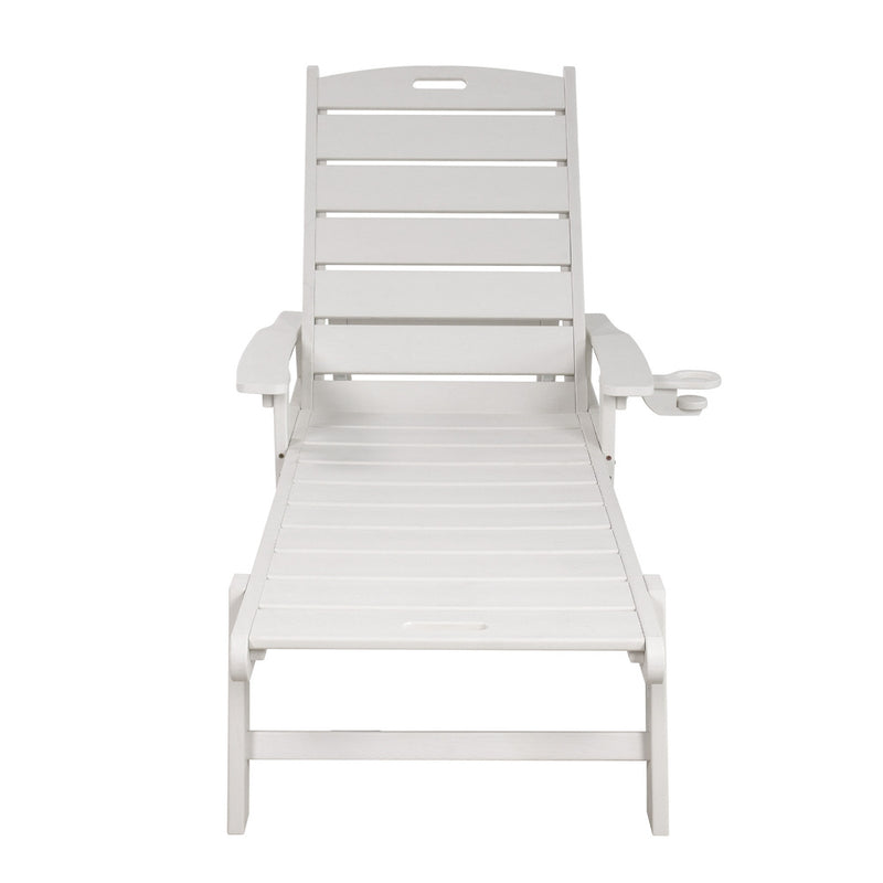 Livsip HDPE Sun Lounge Adjustable Outdoor Chair with Wheels White