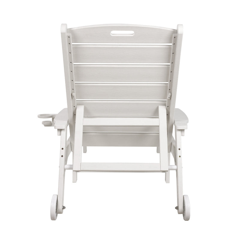 Livsip HDPE Sun Lounge Adjustable Outdoor Chair with Wheels White