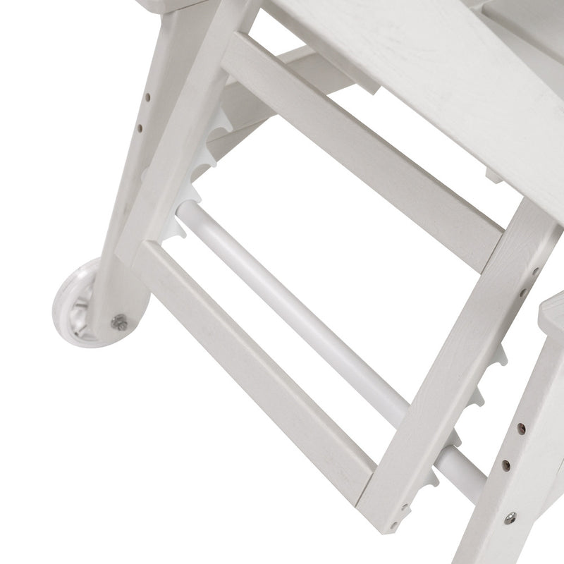 Livsip HDPE Sun Lounge Adjustable Outdoor Chair with Wheels White