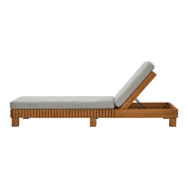 Livsip Outdoor Sun Lounge Wooden Recliner Patio Furniture Beige