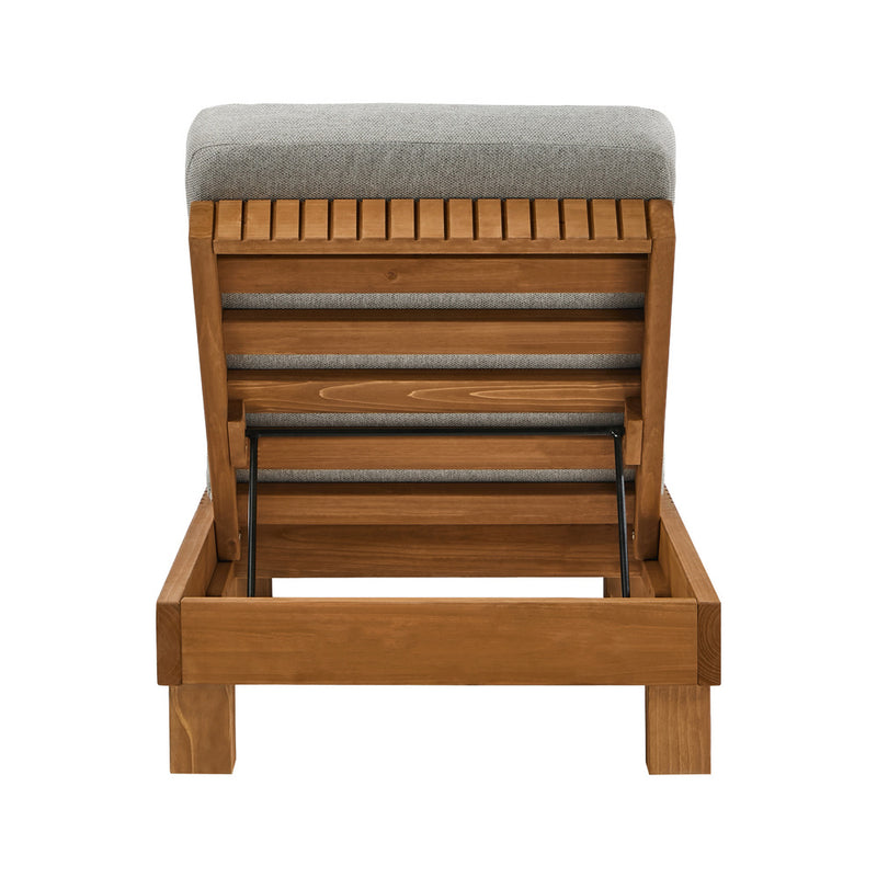 Livsip Outdoor Sun Lounge Wooden Recliner Patio Furniture Beige