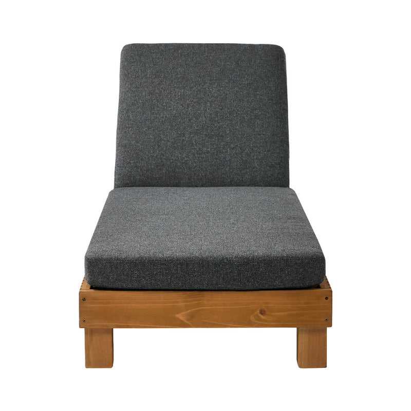 Livsip Outdoor Sun Lounge Wooden Recliner Patio Furniture Grey