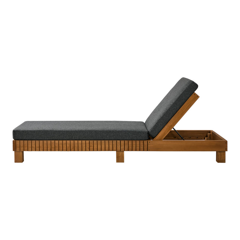 Livsip Outdoor Sun Lounge Wooden Recliner Patio Furniture Grey