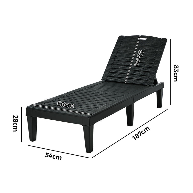Livsip Sun Lounge Adjustable Patio Furniture Black