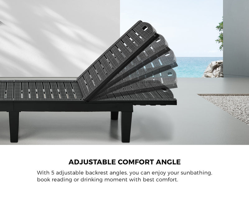Livsip Sun Lounge Adjustable Patio Furniture Black