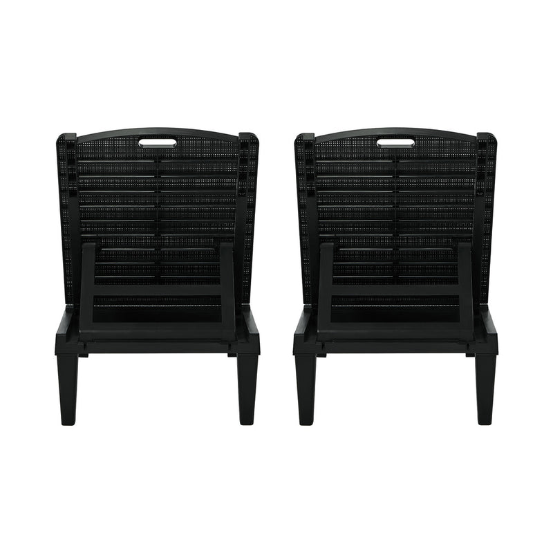 Livsip 3PCS Sun Lounge & Table Set Outdoor Patio Furniture Black