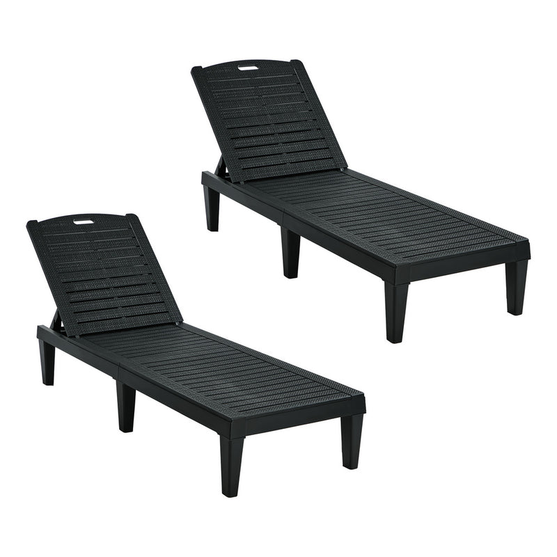 Livsip 2PCS Sun Lounger Patio Outdoor Furniture Black