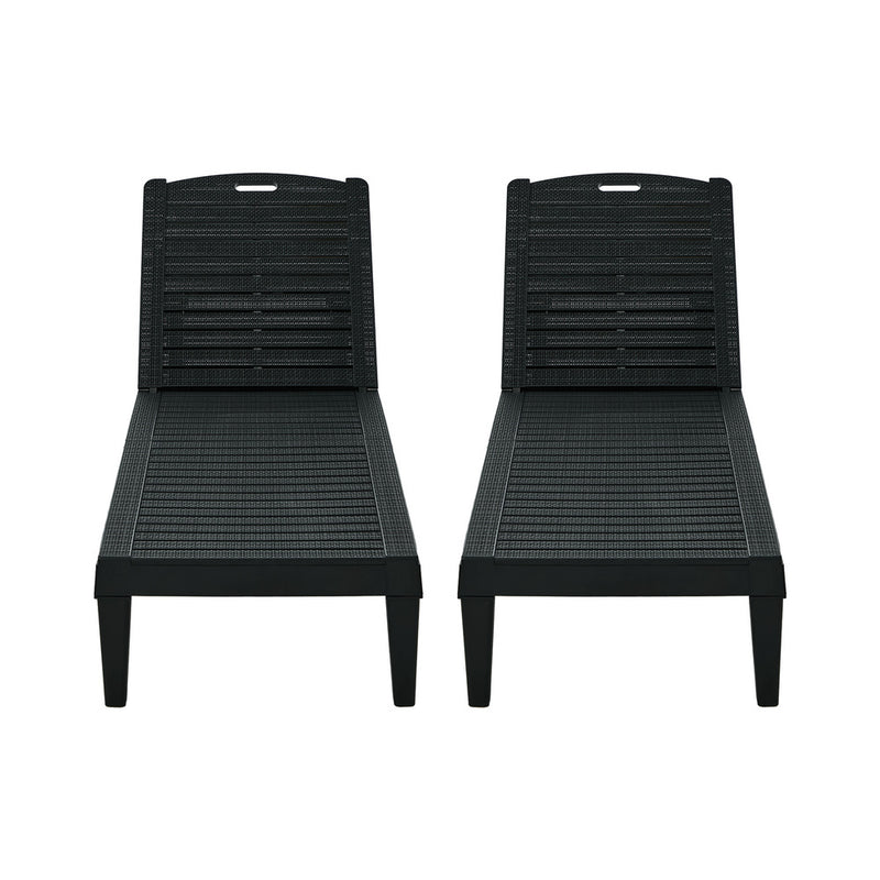Livsip 2PCS Sun Lounger Patio Outdoor Furniture Black