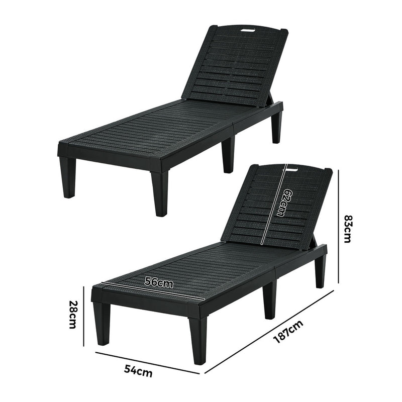 Livsip 2PCS Sun Lounger Patio Outdoor Furniture Black
