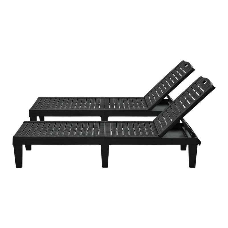 Livsip 2PCS Sun Lounger Patio Outdoor Furniture Black