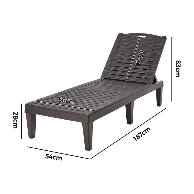 Livsip Sun Lounge Adjustable Patio Furniture Brown