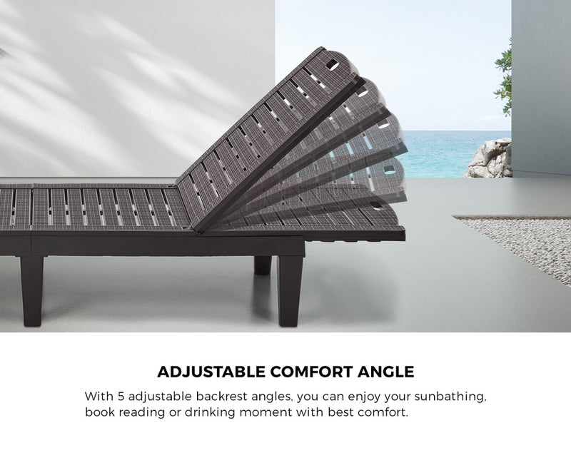 Livsip Sun Lounge Adjustable Patio Furniture Brown