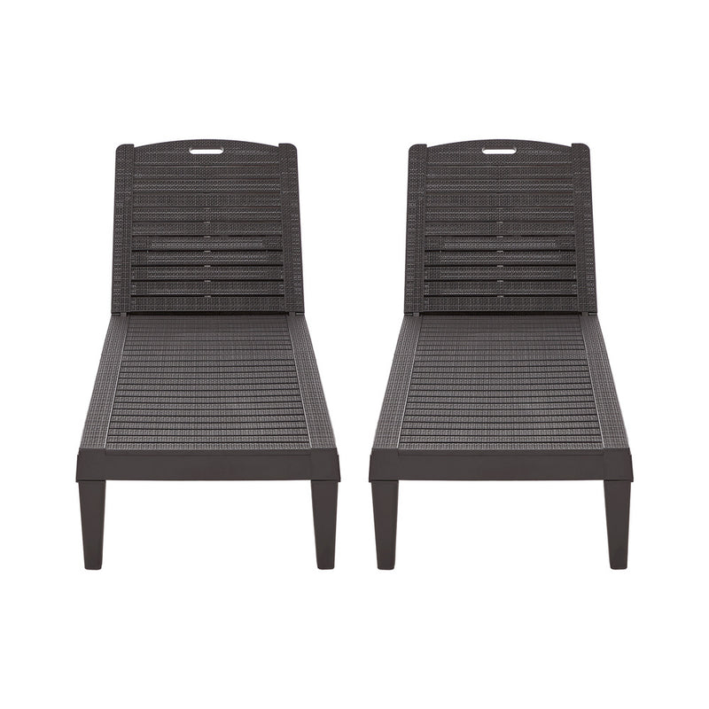 Livsip 3PCS Sun Lounge & Table Set Outdoor Patio Furniture Brown