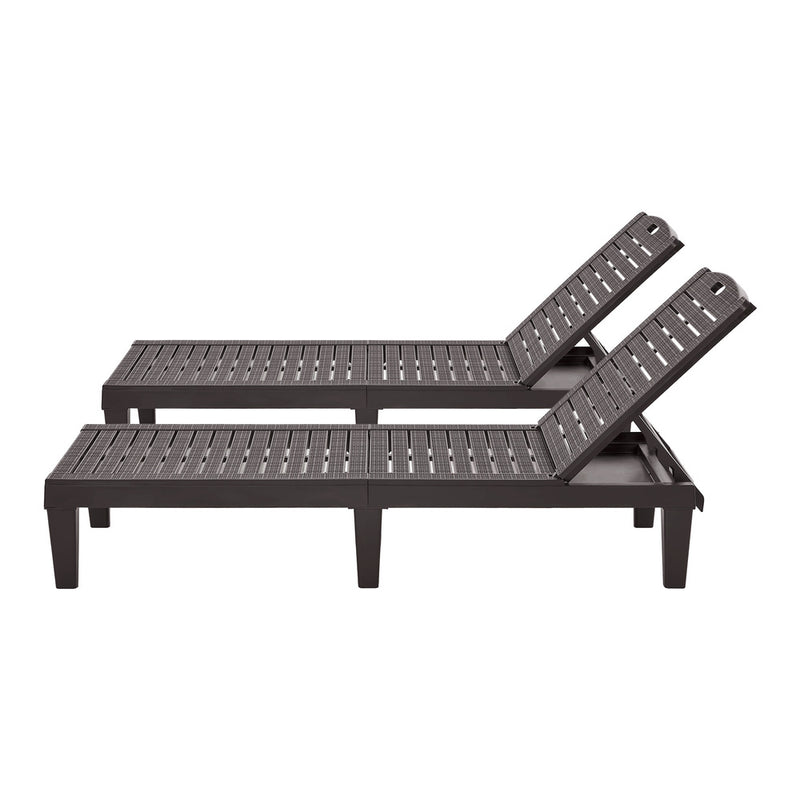 Livsip 3PCS Sun Lounge & Table Set Outdoor Patio Furniture Brown